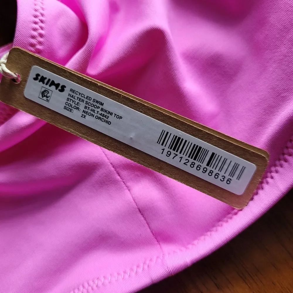 NEW Skims limited edition neon‎ orchid halter scoop signature bikini top 2X